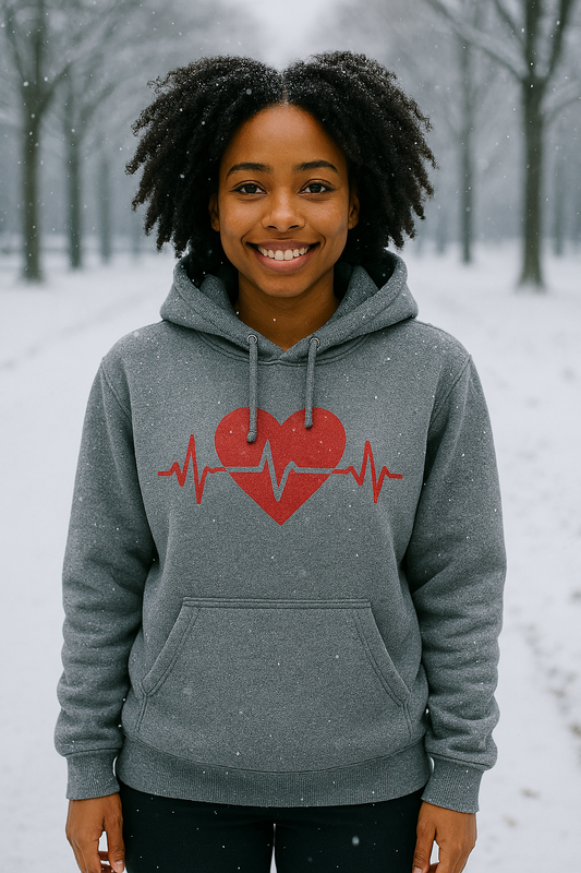 Heartbeat Love Hoodie By IAL – Unisex Fleece Pullover It's All Love Clothing